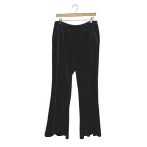 CACHE Women Size 14 Black Velvet Wide Leg Slacks Quiet Luxury Winter Cozy Comfy